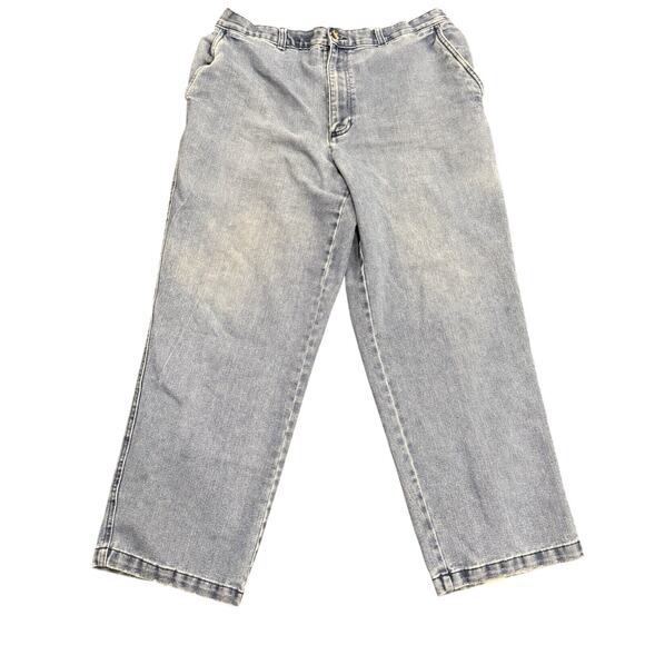 David Taylor Jeans Mens 38x29 Blue Elastic Waist Flat Front Relaxed Straight BUB - Picture 1 of 6